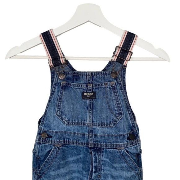 OSHKOSH B'GOSH Classic Overalls, Distressed Blue Denim, Toddler Size 4T - Picture 3 of 9